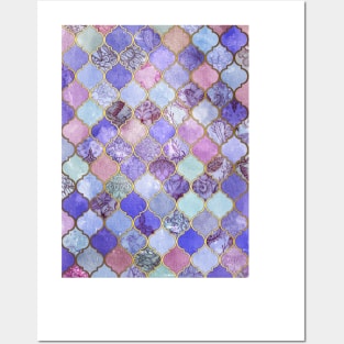 Royal Purple, Mauve & Indigo Decorative Moroccan Tile Pattern Posters and Art